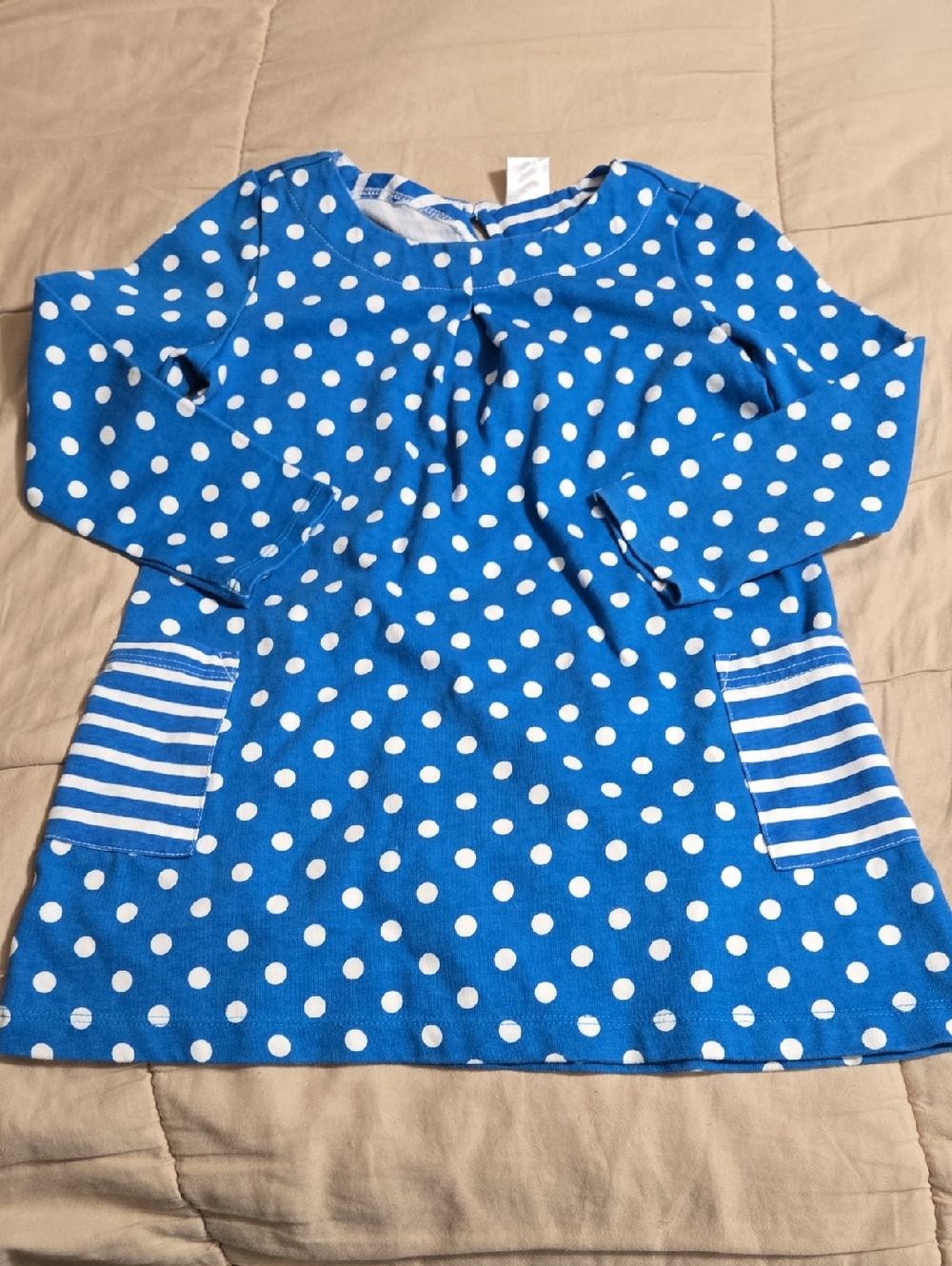 Gymboree Blue Polka Dot Top Tunic with White Dots Size XS